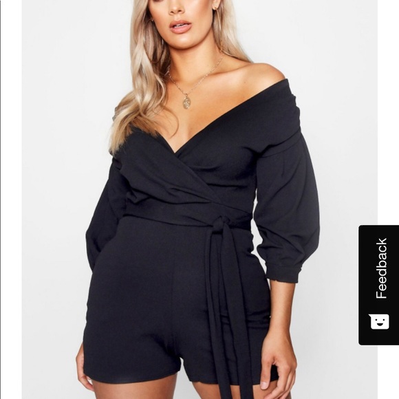 Boohoo Plus Other - Boohoo wrapped off the shoulder romper